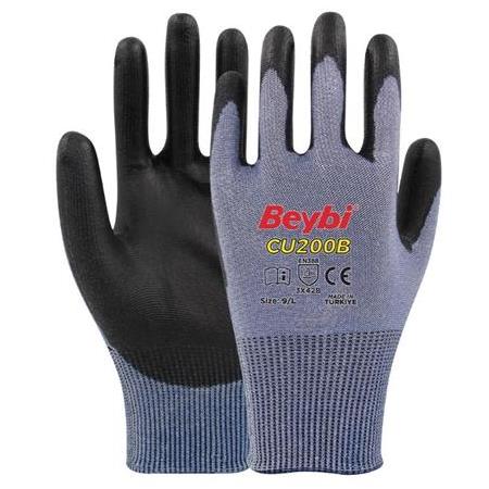 Beybi CU200 B PU Kaplı Polietilen Kesilmeye Dirençli Örme Eldiven