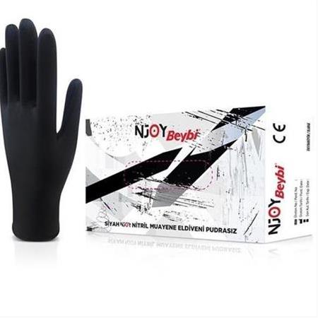Beybi Njoy Siyah Nitril Pudrasız Muayene Eldiveni