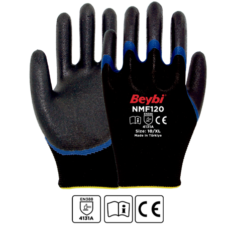 Beybi NMF120 Mikro Köpük Nitril Kaplı Polyester Örgü Eldiven